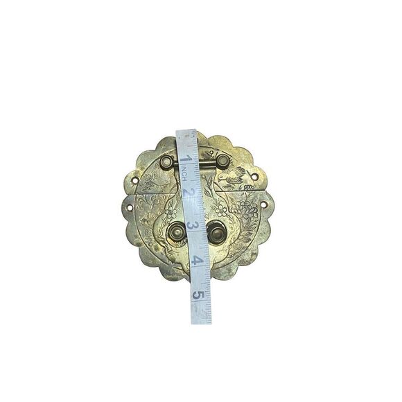 Vintage  Brass Trunk Box Latch Hasp Decorative Brass Hardware Pagoda Bird - Picture 3 of 5
